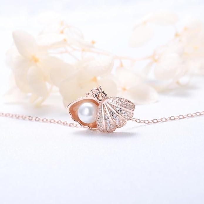 Oyster Pearl Shell Pendant Gold Plated Necklace for Women's